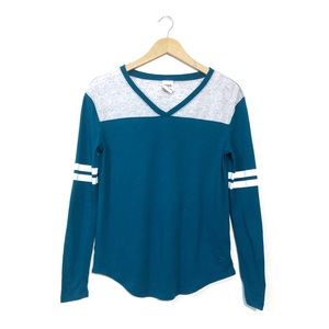 VS PINK Green Longsleeve V neck sweatshirt